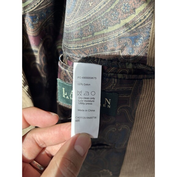 Vintage Ralph Lauren Light Brown Velvet Thick Corduroy Blazer Jacket Sport Coat - Picture 13 of 16